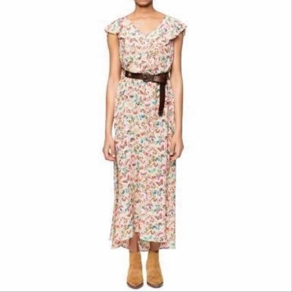 Zadig & Voltaire Reen Butterfly Silk Midi Dress Size Small - Picture 3 of 12